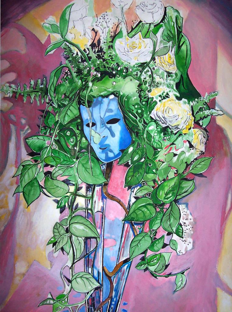 Masque et fleurs